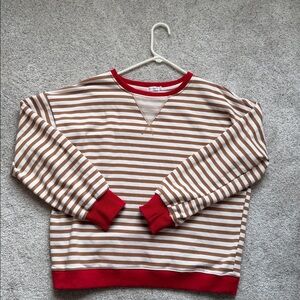 Oversized Striped Sweatshirt Color Block Long Sleeve Loose Crew Neck